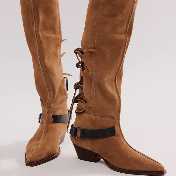 Brown Suede Knee-High Boots - Picture 6 of 7